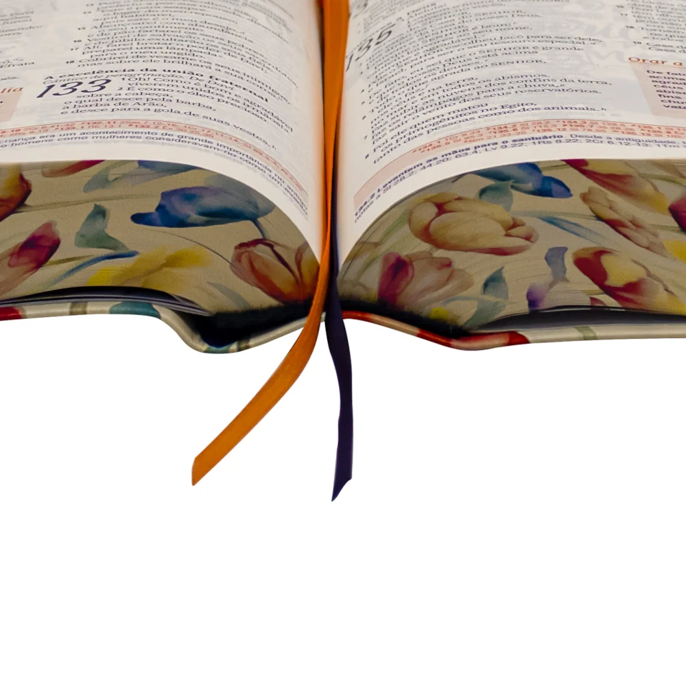 A Bíblia da Mulher NAA Nova Edição Tamanho portátil | SBB | Bíblia da Mulher - capa impressa, tulipa laranja