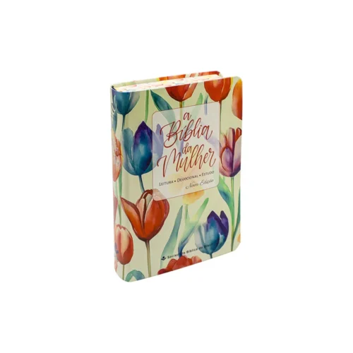 A Bíblia da Mulher NAA Nova Edição Tamanho portátil | SBB | Bíblia da Mulher - capa impressa, tulipa laranja